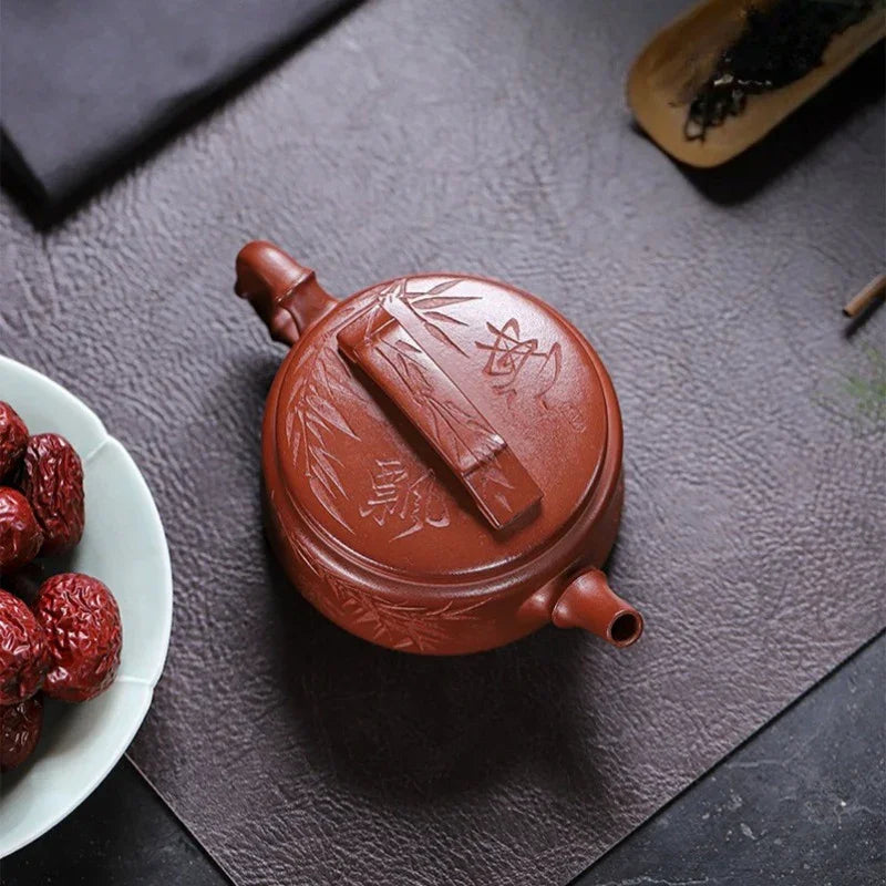 Full Handmade Yixing Zisha Teapot [Bamboo Hanwa] (Hong Pi Long - 320ml)