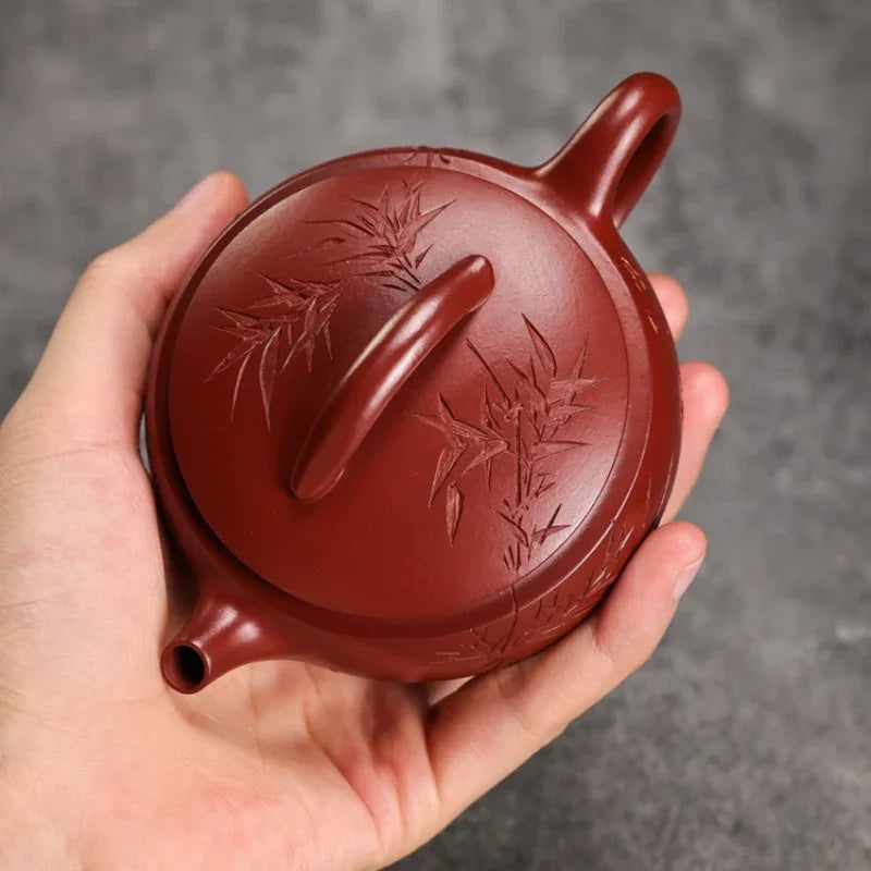 あやしい壺 全手工宜兴紫砂茶壶[竹汉瓦壶] (大红袍- 160ml)