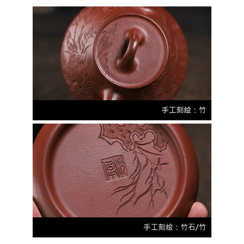 Full Handmade Yixing Zisha Teapot [Bamboo Happiness] (Hong Pi Long - 240ml) - YIQIN TEA HOUSE | yiqinteahouse.com | 200-300ml, full handmade zisha teapot, teapot, teaware