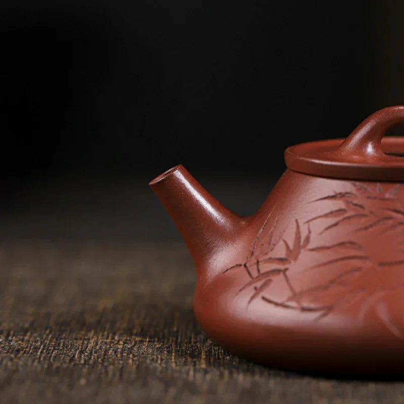 Full Handmade Yixing Zisha Teapot [Bamboo Happiness] (Hong Pi Long - 240ml) - YIQIN TEA HOUSE | yiqinteahouse.com | 200-300ml, full handmade zisha teapot, teapot, teaware