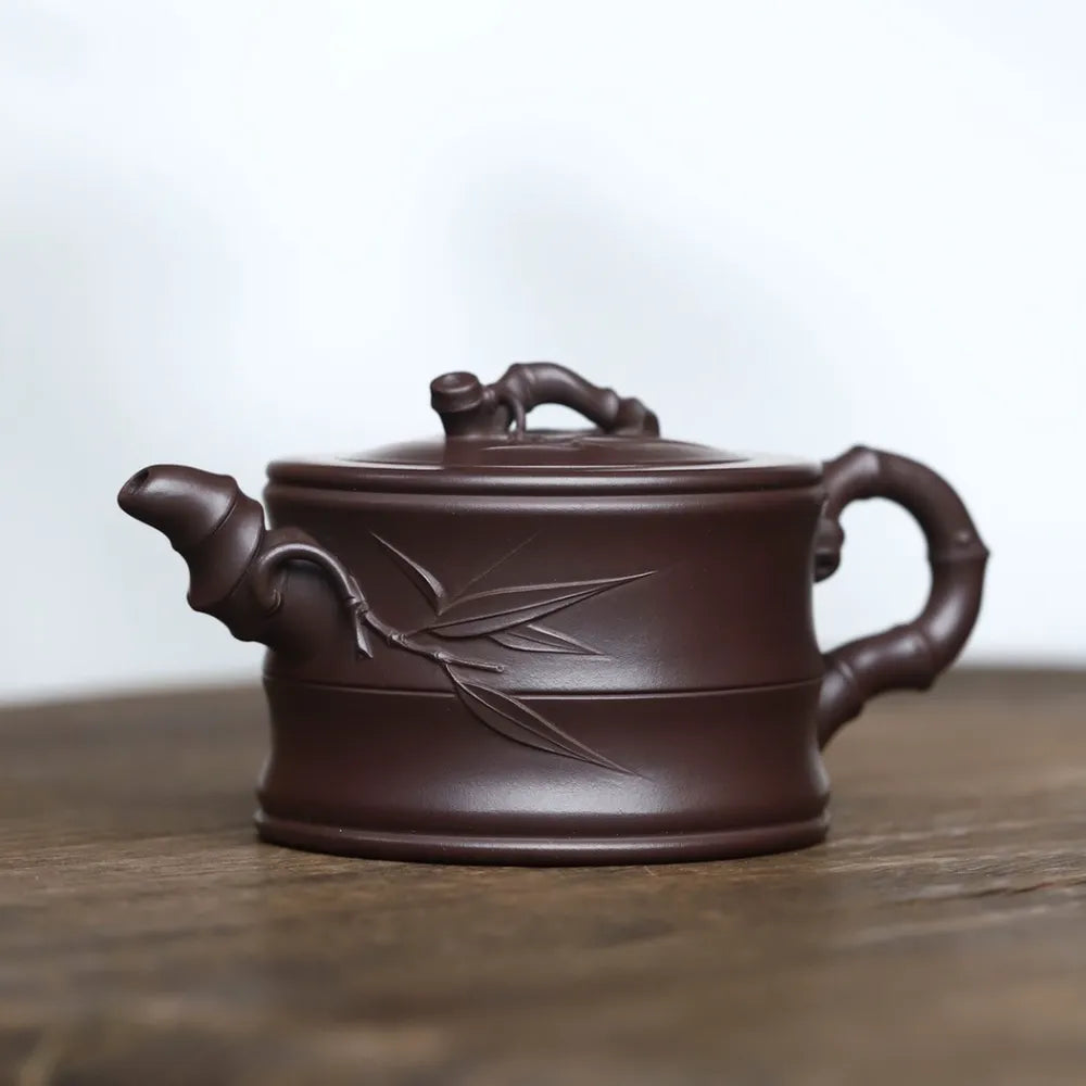 Full Handmade Yixing Zisha Teapot [Bamboo Pot] (Zi Ni - 260ml) - YIQIN TEA HOUSE | yiqinteahouse.com | 200-300ml, full handmade zisha teapot, new arrival, plain smooth, teapot, teaware