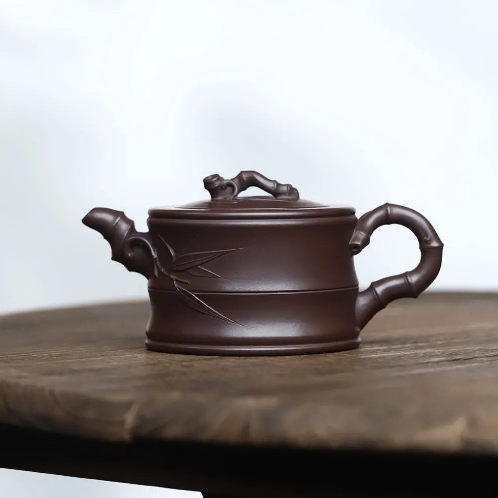 Full Handmade Yixing Zisha Teapot [Bamboo Pot] (Zi Ni - 260ml) - YIQIN TEA HOUSE | yiqinteahouse.com | 200-300ml, full handmade zisha teapot, new arrival, plain smooth, teapot, teaware