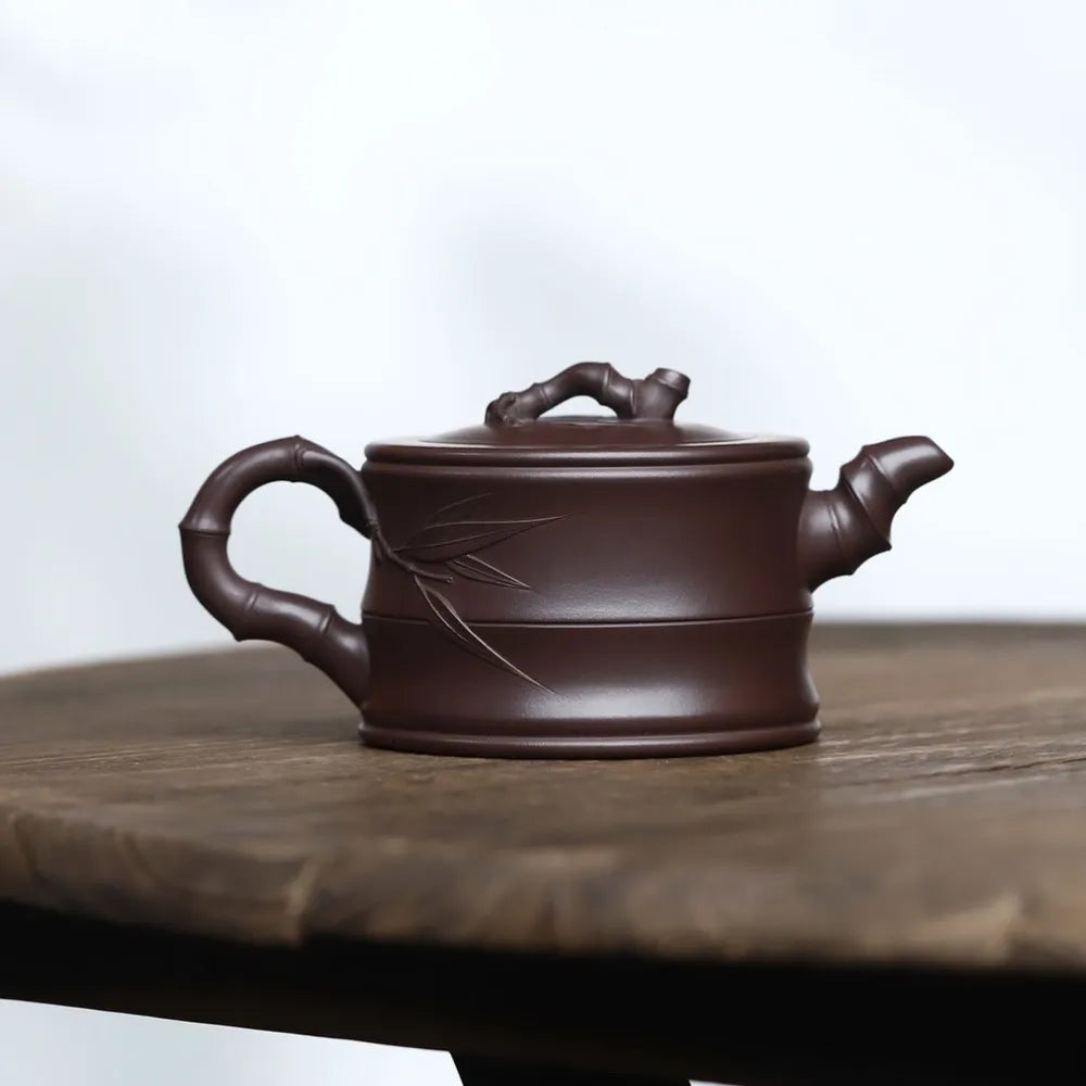 Full Handmade Yixing Zisha Teapot [Bamboo Pot] (Zi Ni - 260ml) - YIQIN TEA HOUSE | yiqinteahouse.com | 200-300ml, full handmade zisha teapot, new arrival, plain smooth, teapot, teaware