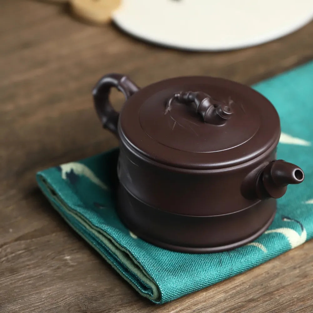 Full Handmade Yixing Zisha Teapot [Bamboo Pot] (Zi Ni - 260ml) - YIQIN TEA HOUSE | yiqinteahouse.com | 200-300ml, full handmade zisha teapot, new arrival, plain smooth, teapot, teaware