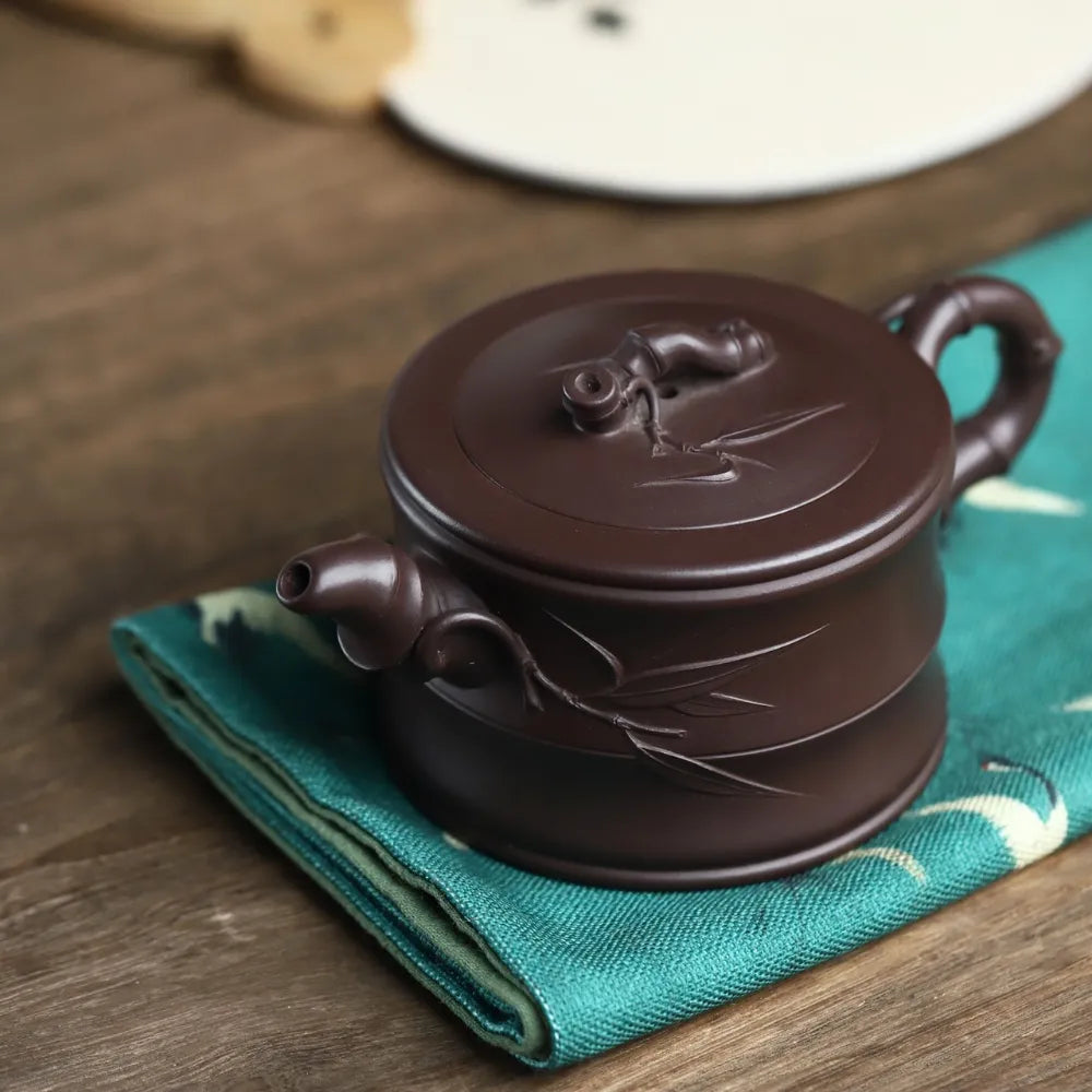 Full Handmade Yixing Zisha Teapot [Bamboo Pot] (Zi Ni - 260ml) - YIQIN TEA HOUSE | yiqinteahouse.com | 200-300ml, full handmade zisha teapot, new arrival, plain smooth, teapot, teaware