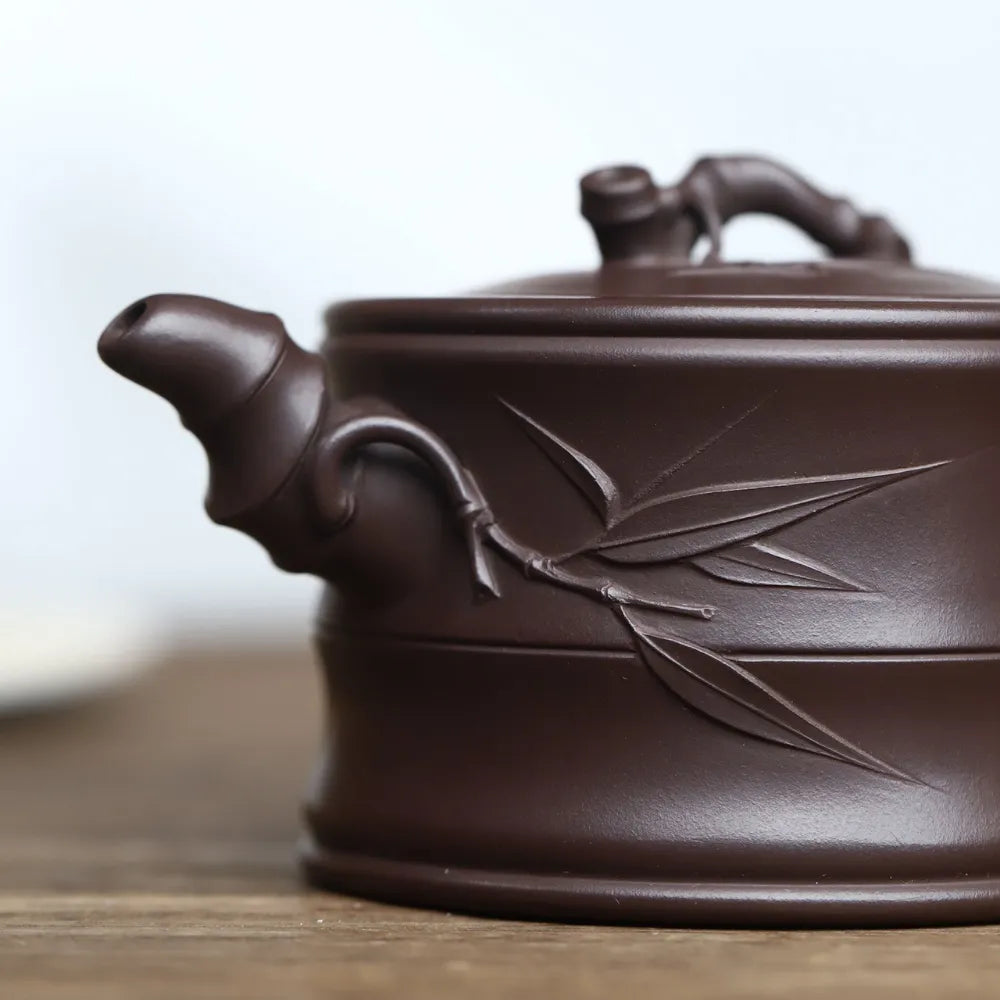 Full Handmade Yixing Zisha Teapot [Bamboo Pot] (Zi Ni - 260ml) - YIQIN TEA HOUSE | yiqinteahouse.com | 200-300ml, full handmade zisha teapot, new arrival, plain smooth, teapot, teaware