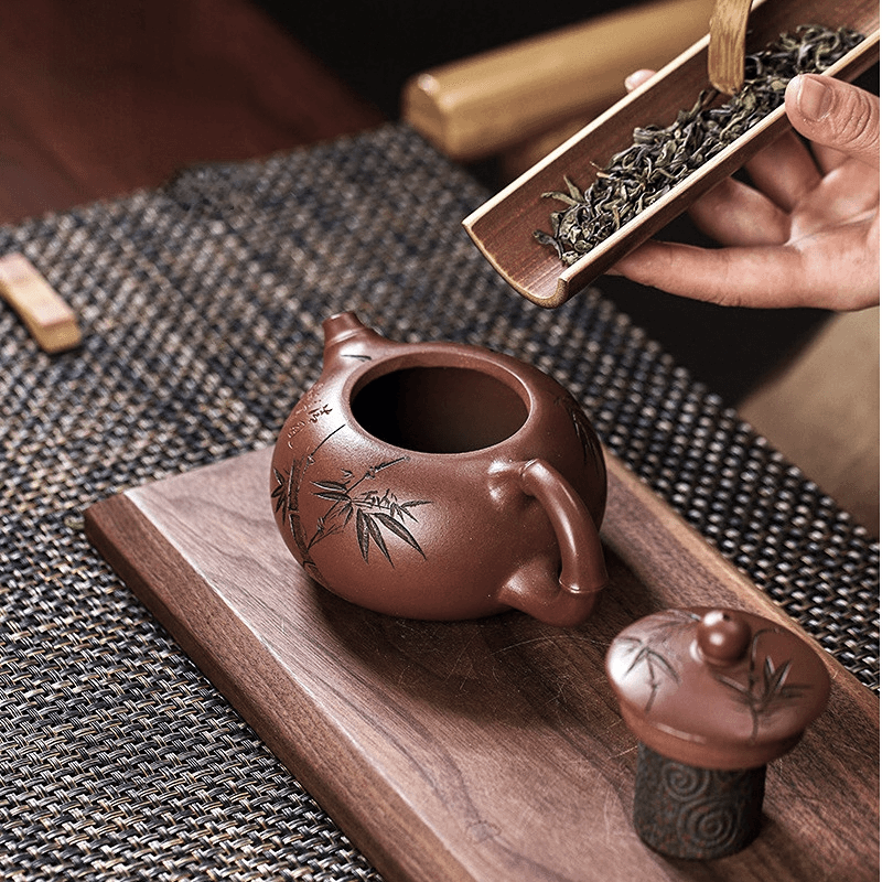 Full Handmade Yixing Zisha Teapot [Bamboo Xishi] (Di Cao Qing - 250ml) - YIQIN TEA HOUSE | yiqinteahouse.com | 200-300ml, full handmade zisha teapot, new arrival, teapot, teaware