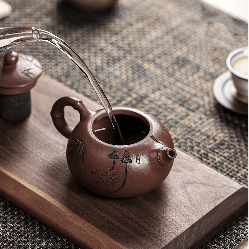 Full Handmade Yixing Zisha Teapot [Bamboo Xishi] (Di Cao Qing - 250ml) - YIQIN TEA HOUSE | yiqinteahouse.com | 200-300ml, full handmade zisha teapot, new arrival, teapot, teaware