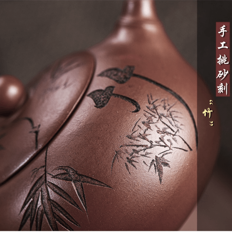 Full Handmade Yixing Zisha Teapot [Bamboo Xishi] (Di Cao Qing - 250ml) - YIQIN TEA HOUSE | yiqinteahouse.com | 200-300ml, full handmade zisha teapot, new arrival, teapot, teaware