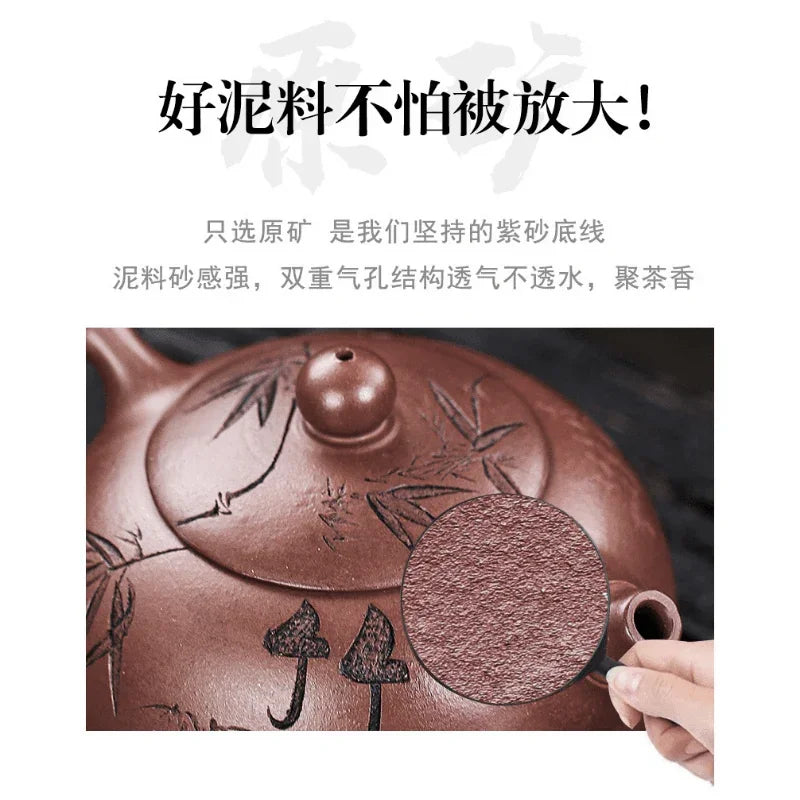 Full Handmade Yixing Zisha Teapot [Bamboo Xishi] (Di Cao Qing - 250ml) - YIQIN TEA HOUSE | yiqinteahouse.com | 200-300ml, autopostr_instagram_69921, full handmade zisha teapot, new arrival, teapot, teaware
