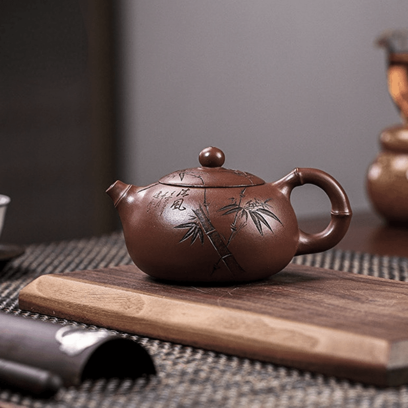 Full Handmade Yixing Zisha Teapot [Bamboo Xishi] (Di Cao Qing - 250ml) - YIQIN TEA HOUSE | yiqinteahouse.com | 200-300ml, full handmade zisha teapot, new arrival, teapot, teaware