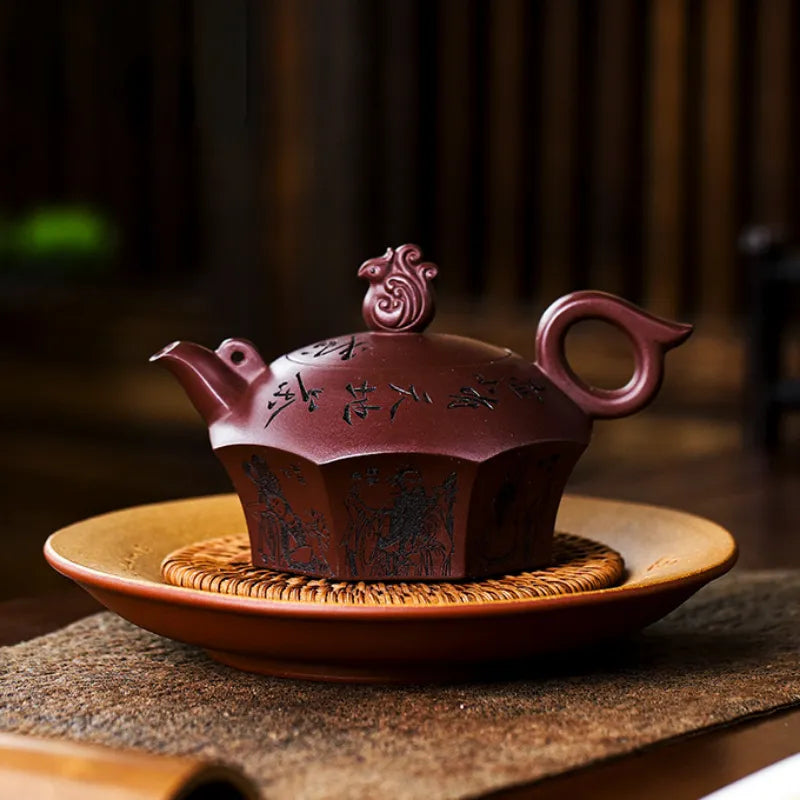 Full Handmade Yixing Zisha Teapot [Baxian Lun Cha] (Zi Xue Sha - 300ml) - YIQIN TEA HOUSE | yiqinteahouse.com | 200-300ml, full handmade zisha teapot, new arrival, teapot, teaware