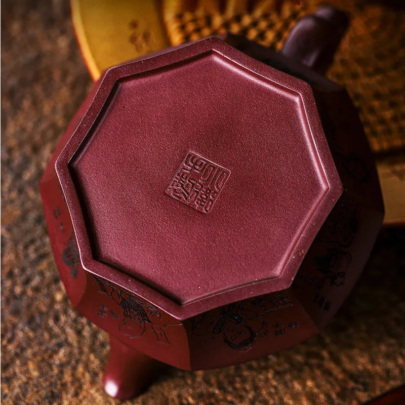 Full Handmade Yixing Zisha Teapot [Baxian Lun Cha] (Zi Xue Sha - 300ml) - YIQIN TEA HOUSE | yiqinteahouse.com | 200-300ml, full handmade zisha teapot, new arrival, teapot, teaware