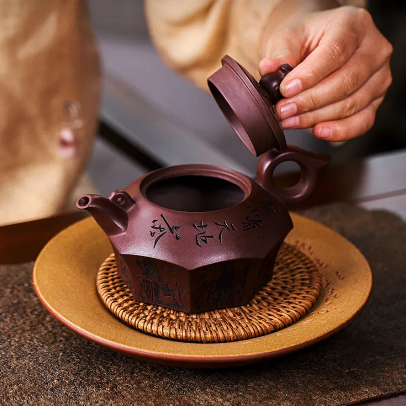 Full Handmade Yixing Zisha Teapot [Baxian Lun Cha] (Zi Xue Sha - 300ml) - YIQIN TEA HOUSE | yiqinteahouse.com | 200-300ml, full handmade zisha teapot, new arrival, teapot, teaware