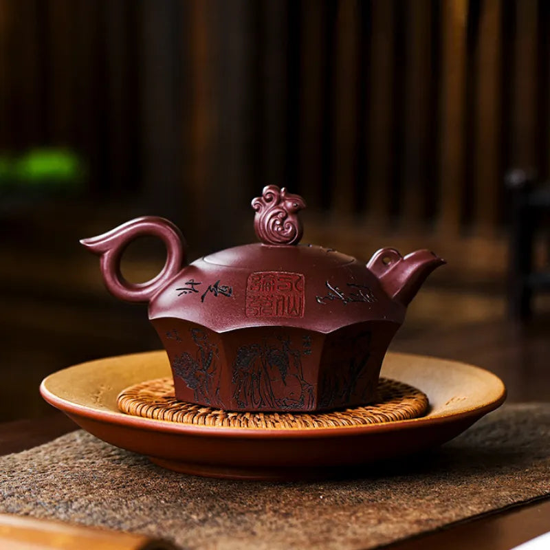 Full Handmade Yixing Zisha Teapot [Baxian Lun Cha] (Zi Xue Sha - 300ml) - YIQIN TEA HOUSE | yiqinteahouse.com | 200-300ml, full handmade zisha teapot, new arrival, teapot, teaware