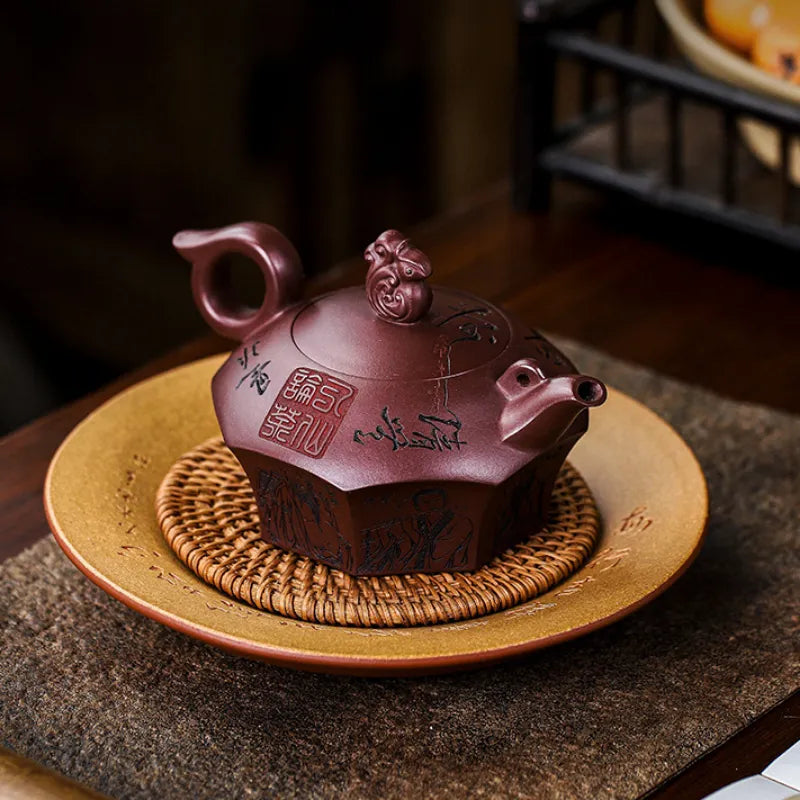 Full Handmade Yixing Zisha Teapot [Baxian Lun Cha] (Zi Xue Sha - 300ml) - YIQIN TEA HOUSE | yiqinteahouse.com | 200-300ml, full handmade zisha teapot, new arrival, teapot, teaware