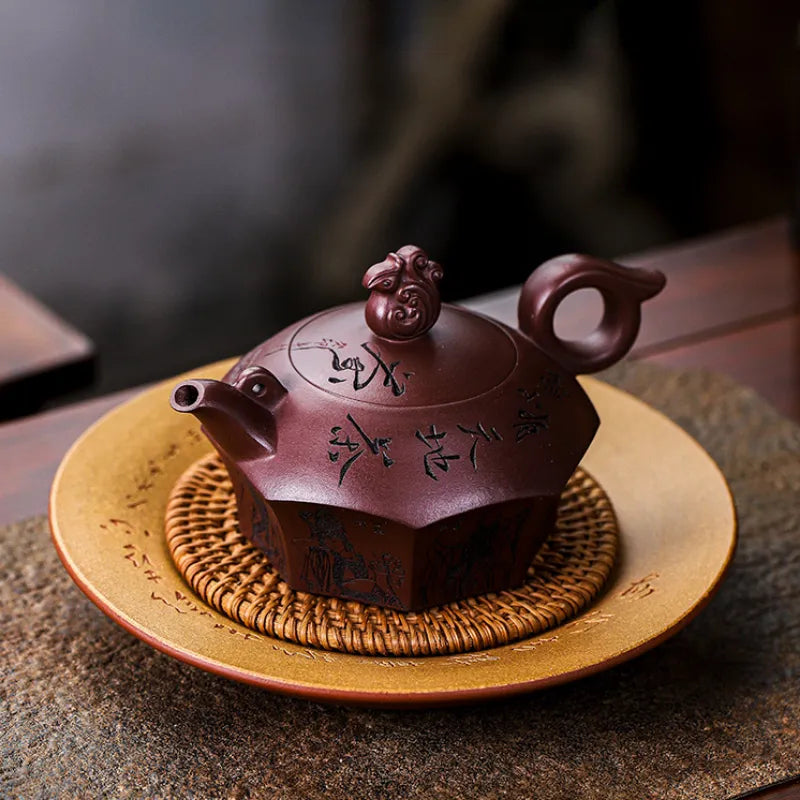 Full Handmade Yixing Zisha Teapot [Baxian Lun Cha] (Zi Xue Sha - 300ml) - YIQIN TEA HOUSE | yiqinteahouse.com | 200-300ml, full handmade zisha teapot, new arrival, teapot, teaware