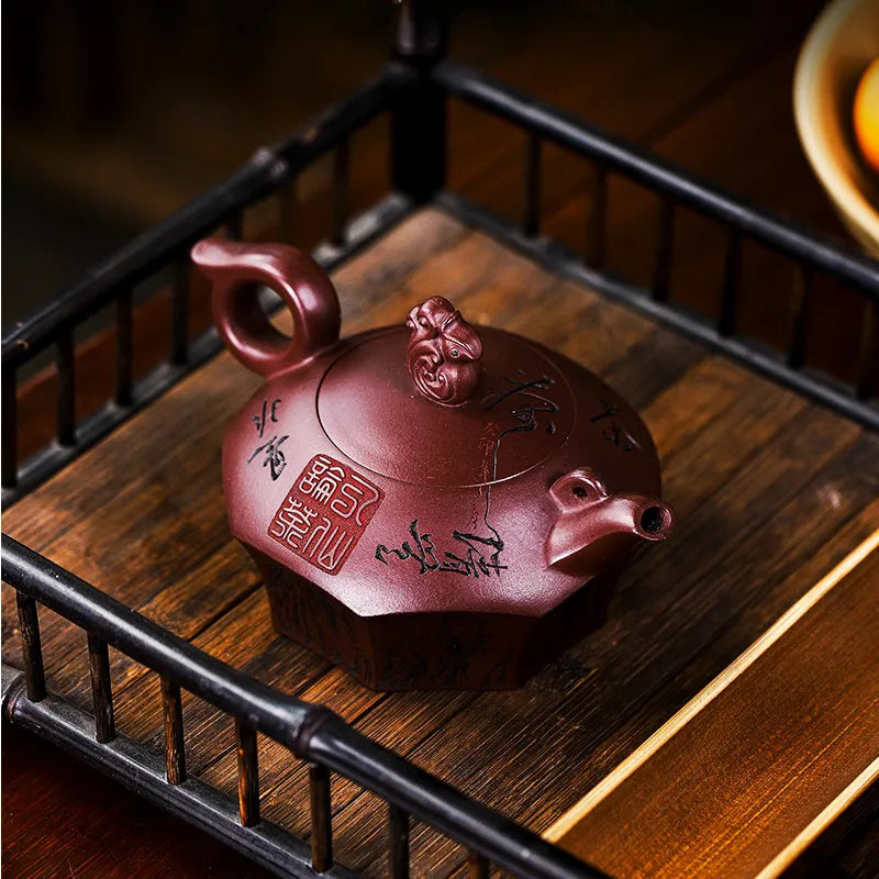 Full Handmade Yixing Zisha Teapot [Baxian Lun Cha] (Zi Xue Sha - 300ml) - YIQIN TEA HOUSE | yiqinteahouse.com | 200-300ml, full handmade zisha teapot, new arrival, teapot, teaware