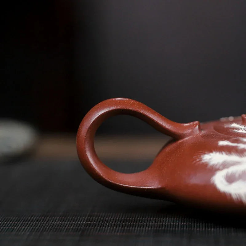 Full Handmade Yixing Zisha Teapot [Beautiful Feather] (Zi Ni - 230ml) - YIQIN TEA HOUSE | yiqinteahouse.com | 200-300ml, full handmade zisha teapot, teapot, teaware