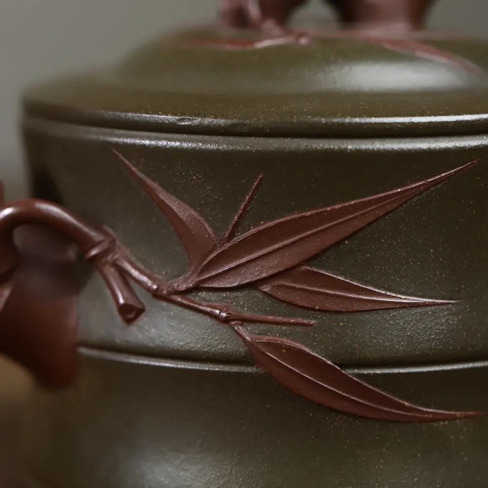 Full Handmade Yixing Zisha Teapot [Bi-color Bamboo Pot] (Lu Ni - 125/175/270ml) - YIQIN TEA HOUSE | yiqinteahouse.com | 200-300ml, <200ml, full handmade zisha teapot, new arrival, plain smooth, teapot, teaware