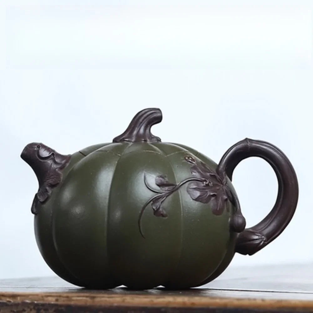 Teko Zisha Yixing Buatan Tangan Sepenuhnya [Periuk Labu Dwi-warna] (Lu Ni/Zi Ni - 260ml)