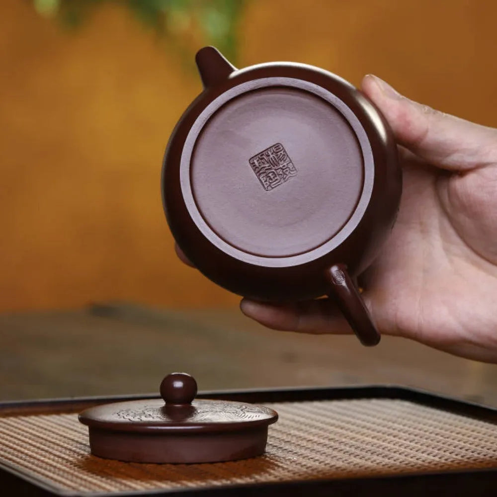 Full Handmade Yixing Zisha Teapot [Bian Gu Pot] (Zi Ni - 200ml) - YIQIN TEA HOUSE | yiqinteahouse.com | 200-300ml, full handmade zisha teapot, new arrival, teapot, teaware