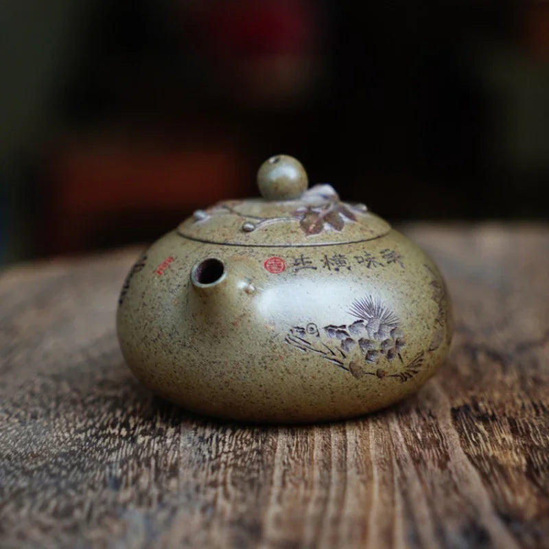Full Handmade Yixing Zisha Teapot [Bian Xishi Pot] (Qing Duan Ni Firewood Fired - 160ml)