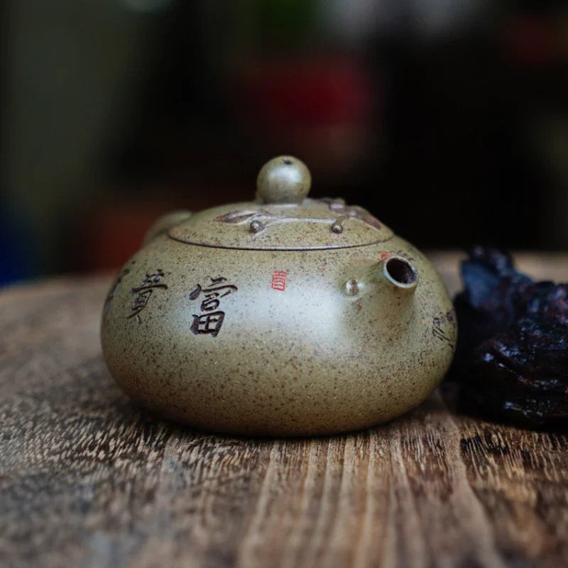 Full Handmade Yixing Zisha Teapot [Bian Xishi Pot] (Qing Duan Ni Firewood Fired - 160ml)
