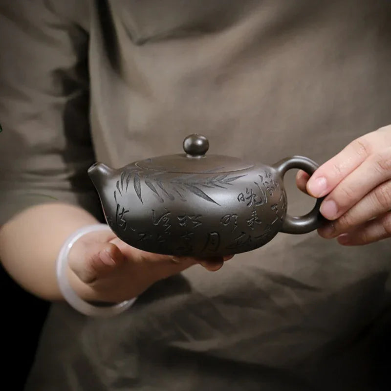 Teko Zisha Yixing Buatan Tangan Sepenuhnya [Bian Yu] (Feicui Qing Zi Ni - 330ml)