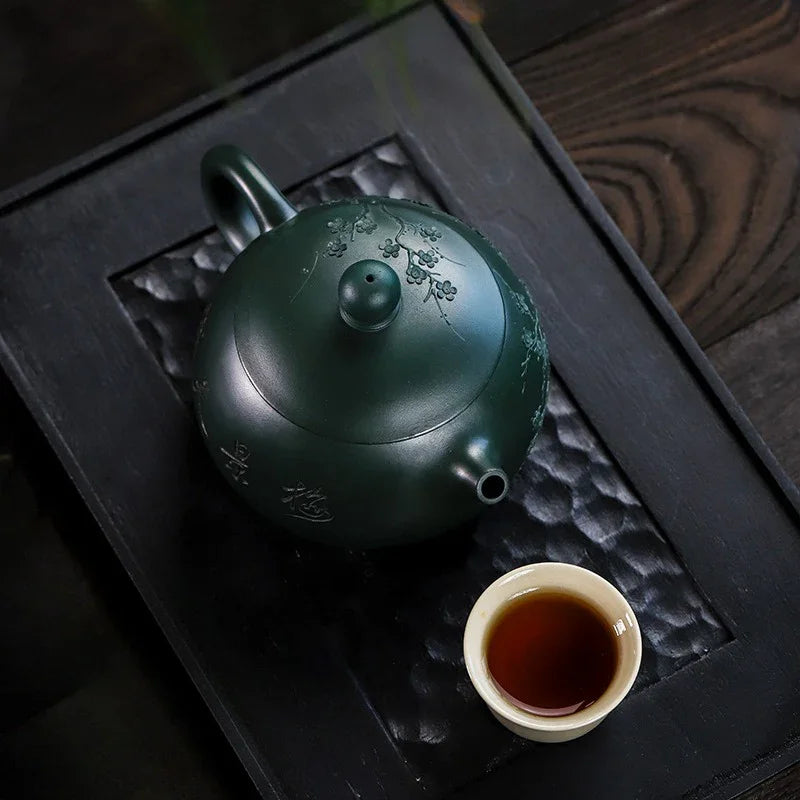 Teko Zisha Yixing Buatan Tangan Sepenuhnya [Big Plum Blossom Xishi Pot] (Feicui Lu Ni - 470ml)