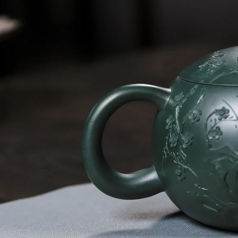 Teko Zisha Yixing Buatan Tangan Sepenuhnya [Big Plum Blossom Xishi Pot] (Feicui Lu Ni - 470ml)