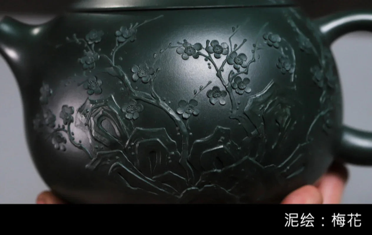 Teko Zisha Yixing Buatan Tangan Sepenuhnya [Big Plum Blossom Xishi Pot] (Feicui Lu Ni - 470ml)