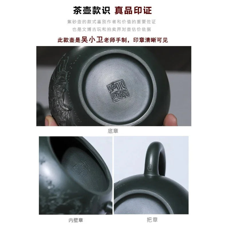 Teko Zisha Yixing Buatan Tangan Sepenuhnya [Big Plum Blossom Xishi Pot] (Feicui Lu Ni - 470ml)