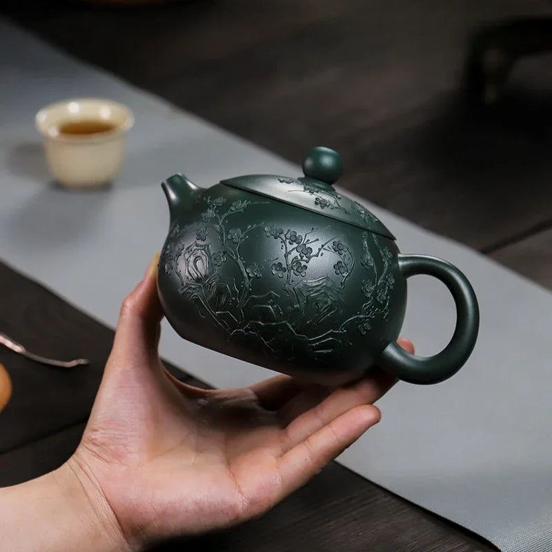 Teko Zisha Yixing Buatan Tangan Sepenuhnya [Big Plum Blossom Xishi Pot] (Feicui Lu Ni - 470ml)