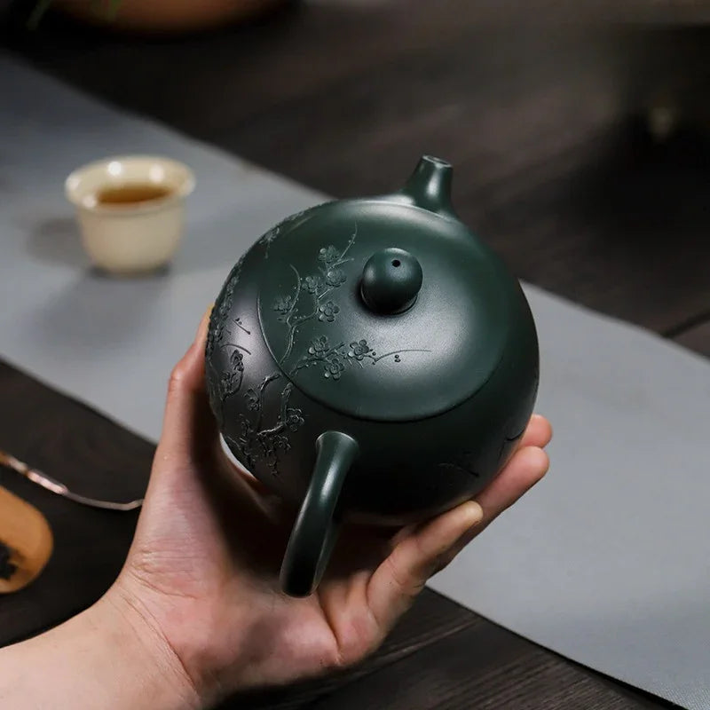 Teko Zisha Yixing Buatan Tangan Sepenuhnya [Big Plum Blossom Xishi Pot] (Feicui Lu Ni - 470ml)