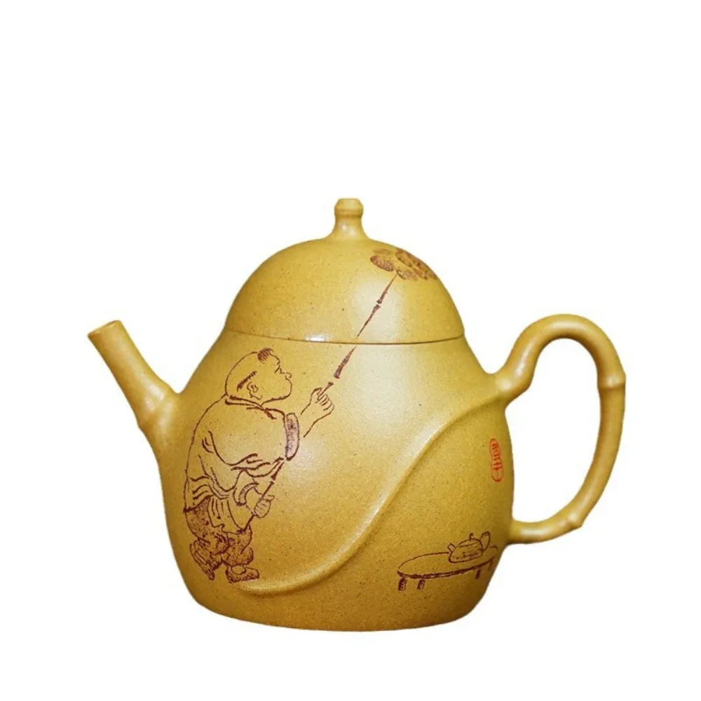 Teko Yixing Zisha Buatan Tangan Sepenuhnya [Buddha Belly Pot] (Huangjin Duan Ni - 160ml)