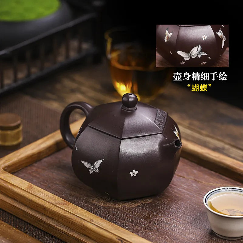 Full Handmade Yixing Zisha Teapot [Butterfly Xishi] (Zi Jia Ni - 420ml) - YIQIN TEA HOUSE | yiqinteahouse.com | >300ml, full handmade zisha teapot, new arrival, teapot, teaware