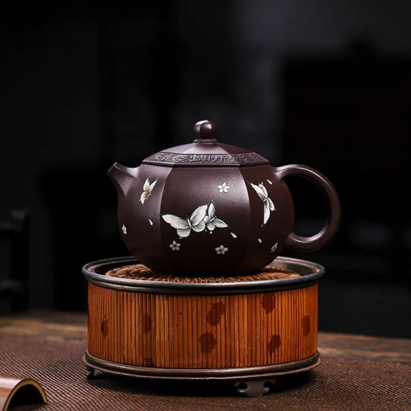 Full Handmade Yixing Zisha Teapot [Butterfly Xishi] (Zi Jia Ni - 420ml) - YIQIN TEA HOUSE | yiqinteahouse.com | >300ml, full handmade zisha teapot, new arrival, teapot, teaware