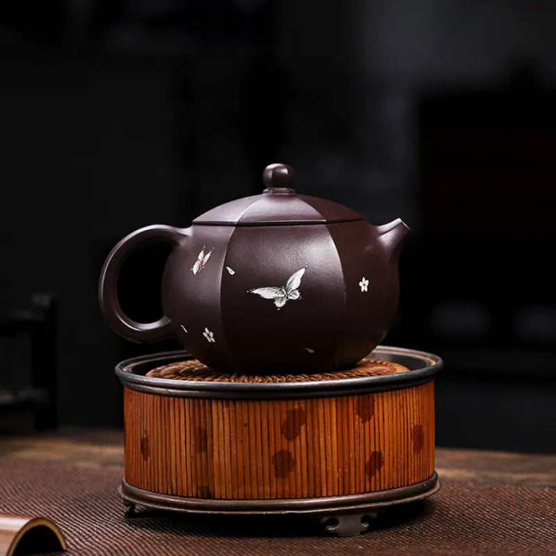 Full Handmade Yixing Zisha Teapot [Butterfly Xishi] (Zi Jia Ni - 420ml) - YIQIN TEA HOUSE | yiqinteahouse.com | >300ml, full handmade zisha teapot, new arrival, teapot, teaware