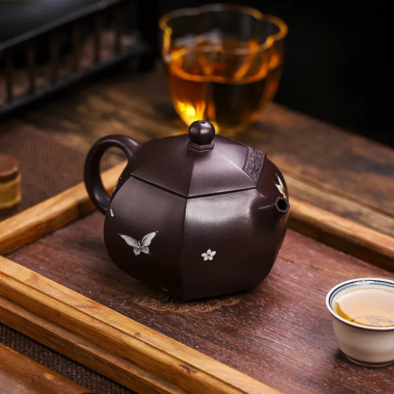 Full Handmade Yixing Zisha Teapot [Butterfly Xishi] (Zi Jia Ni - 420ml) - YIQIN TEA HOUSE | yiqinteahouse.com | >300ml, full handmade zisha teapot, new arrival, teapot, teaware