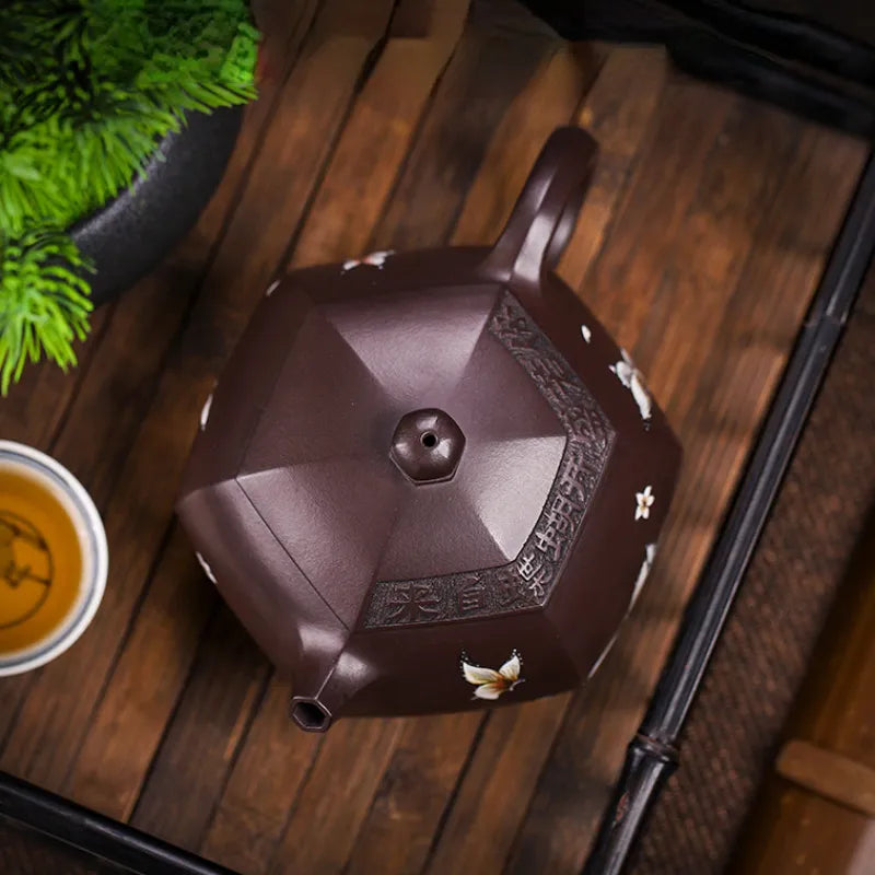 Full Handmade Yixing Zisha Teapot [Butterfly Xishi] (Zi Jia Ni - 420ml) - YIQIN TEA HOUSE | yiqinteahouse.com | >300ml, full handmade zisha teapot, new arrival, teapot, teaware