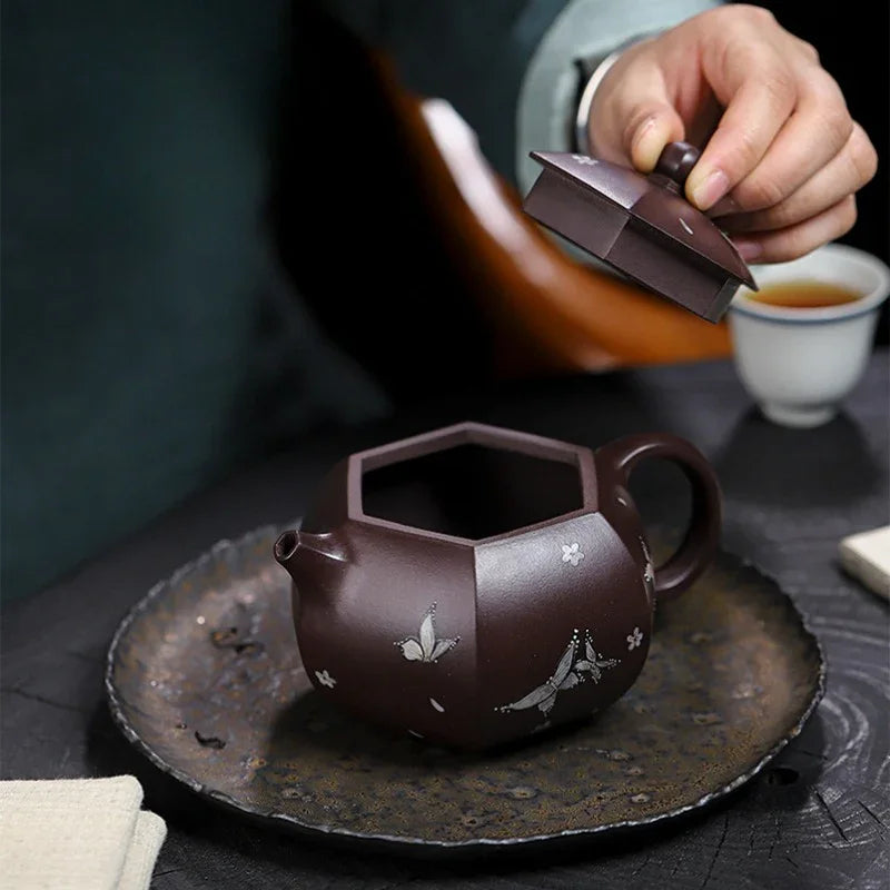 Full Handmade Yixing Zisha Teapot [Butterfly Xishi] (Zi Jia Ni - 460ml) - YIQIN TEA HOUSE | yiqinteahouse.com | >300ml, full handmade zisha teapot, teapot, teaware