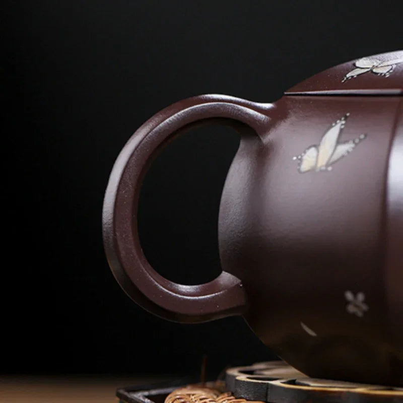 Full Handmade Yixing Zisha Teapot [Butterfly Xishi] (Zi Jia Ni - 460ml) - YIQIN TEA HOUSE | yiqinteahouse.com | >300ml, full handmade zisha teapot, teapot, teaware