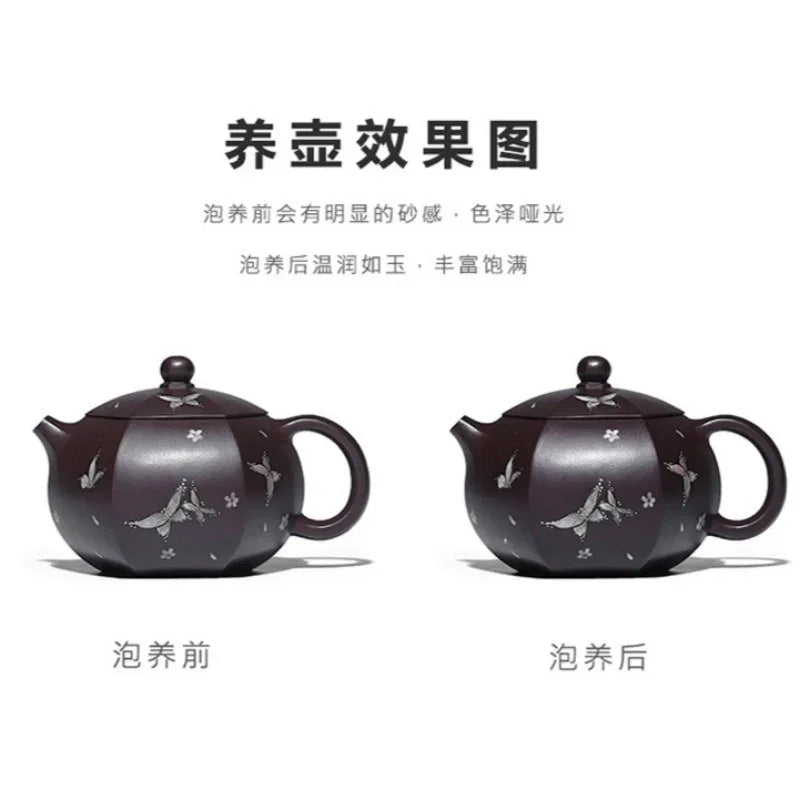 Full Handmade Yixing Zisha Teapot [Butterfly Xishi] (Zi Jia Ni - 460ml) - YIQIN TEA HOUSE | yiqinteahouse.com | >300ml, full handmade zisha teapot, teapot, teaware