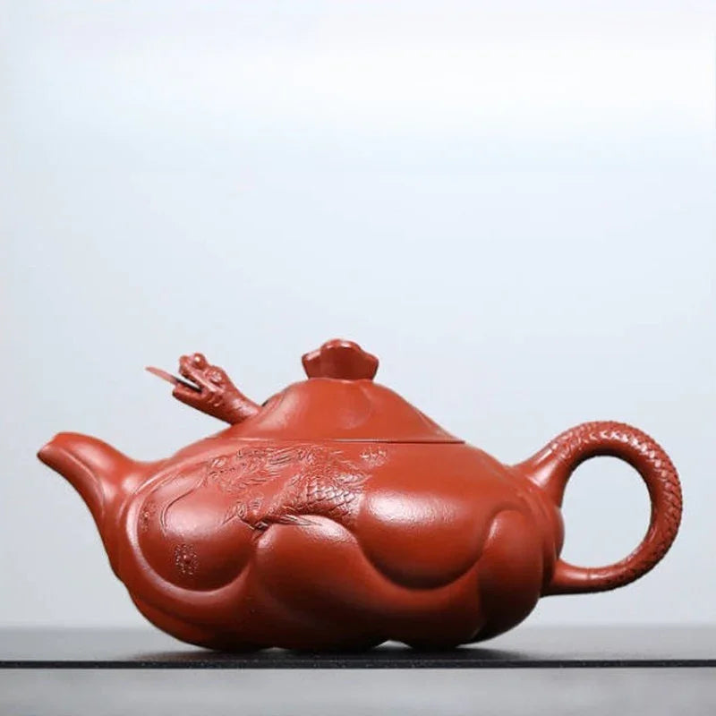Teko Zisha Yixing Buatan Tangan Sepenuhnya [Periuk Ikan Naga] (Zhu Ni - 220/350ml)