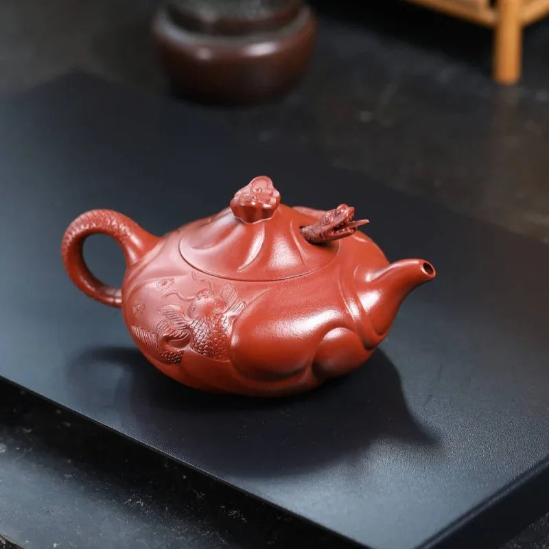 Teko Zisha Yixing Buatan Tangan Sepenuhnya [Periuk Ikan Naga] (Zhu Ni - 220/350ml)