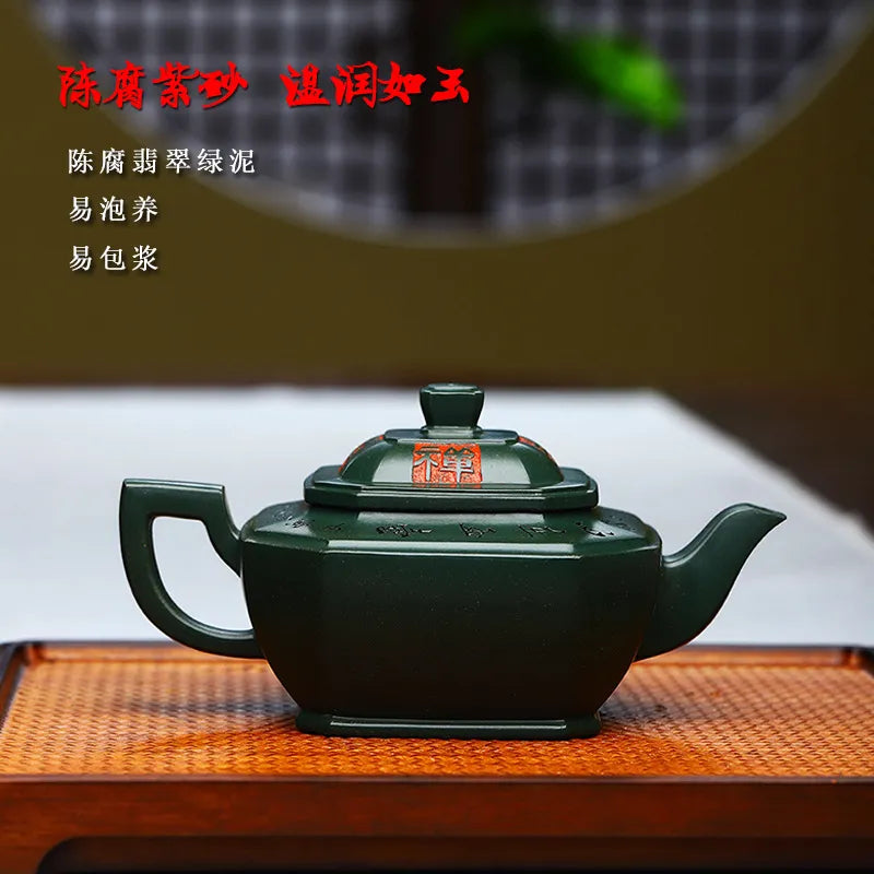 Full Handmade Yixing Zisha Teapot [Chan Cha Yiwei] (Feicui Lu Ni - 310ml) - YIQIN TEA HOUSE | yiqinteahouse.com | >300ml, full handmade zisha teapot, new arrival, teapot, teaware