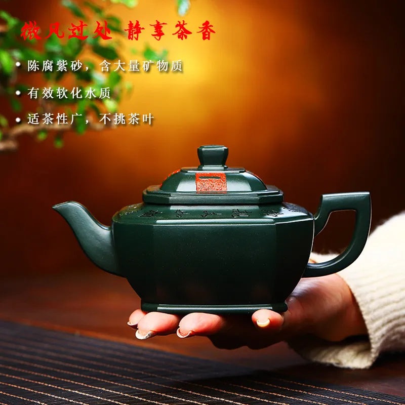 Full Handmade Yixing Zisha Teapot [Chan Cha Yiwei] (Feicui Lu Ni - 310ml) - YIQIN TEA HOUSE | yiqinteahouse.com | >300ml, full handmade zisha teapot, new arrival, teapot, teaware