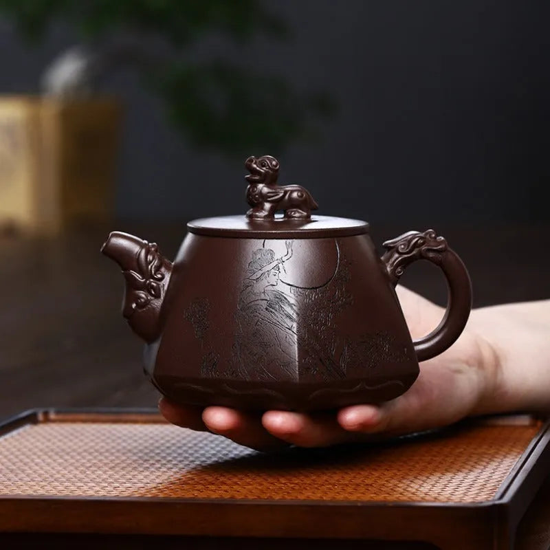 Full Handmade Yixing Zisha Teapot [Chang E Ben Yue] (Zi Jia Ni - 400ml) - YIQIN TEA HOUSE | yiqinteahouse.com | >300ml, full handmade zisha teapot, new arrival, teapot, teaware