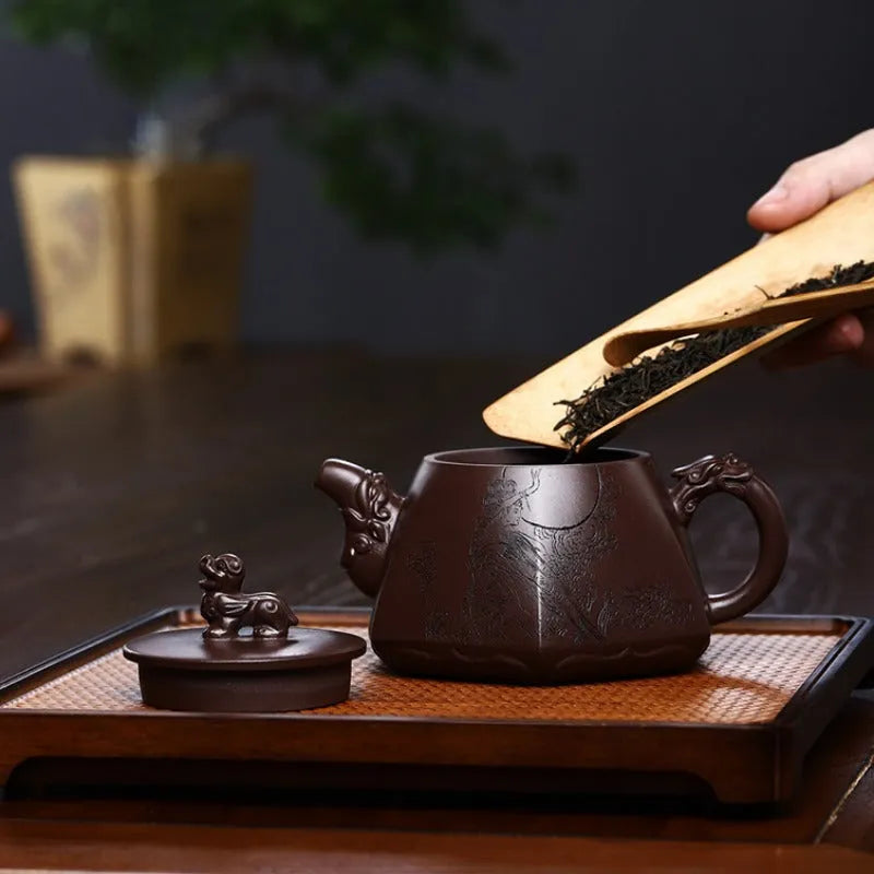 Full Handmade Yixing Zisha Teapot [Chang E Ben Yue] (Zi Jia Ni - 400ml) - YIQIN TEA HOUSE | yiqinteahouse.com | >300ml, full handmade zisha teapot, new arrival, teapot, teaware